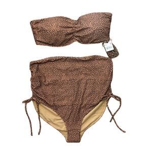 NWT A Pea In The Pod Maternity Cheetah Convertible Two Piece Swimsuit Size L